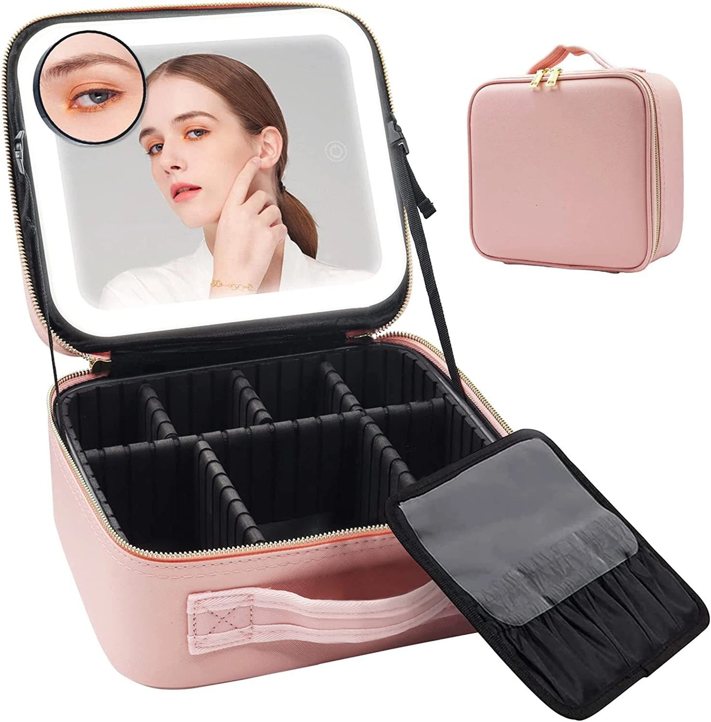 Trousse à cosmétiques intelligente LED, grande capacité, esthéticienne féminine, soins de la peau, trousse de maquillage de voyage, produit neuf avec miroir, étui de maquillage pour femmes