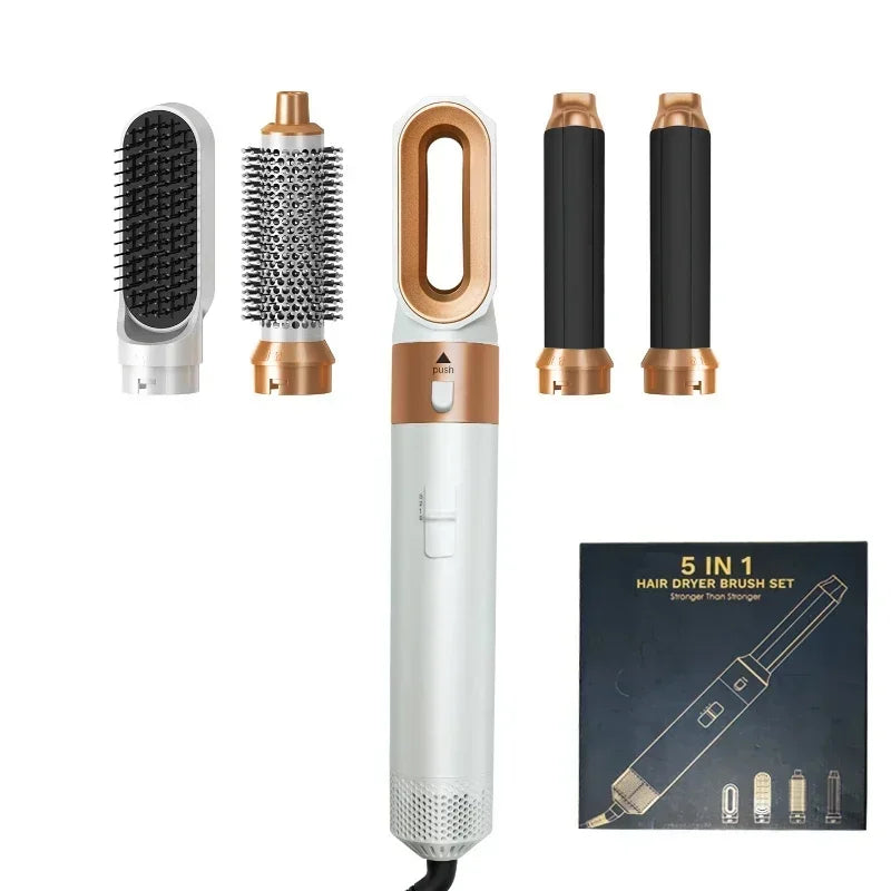 Sèche-cheveux 5-en-1 professionnel – peignes chauds, fer à friser, lisseur