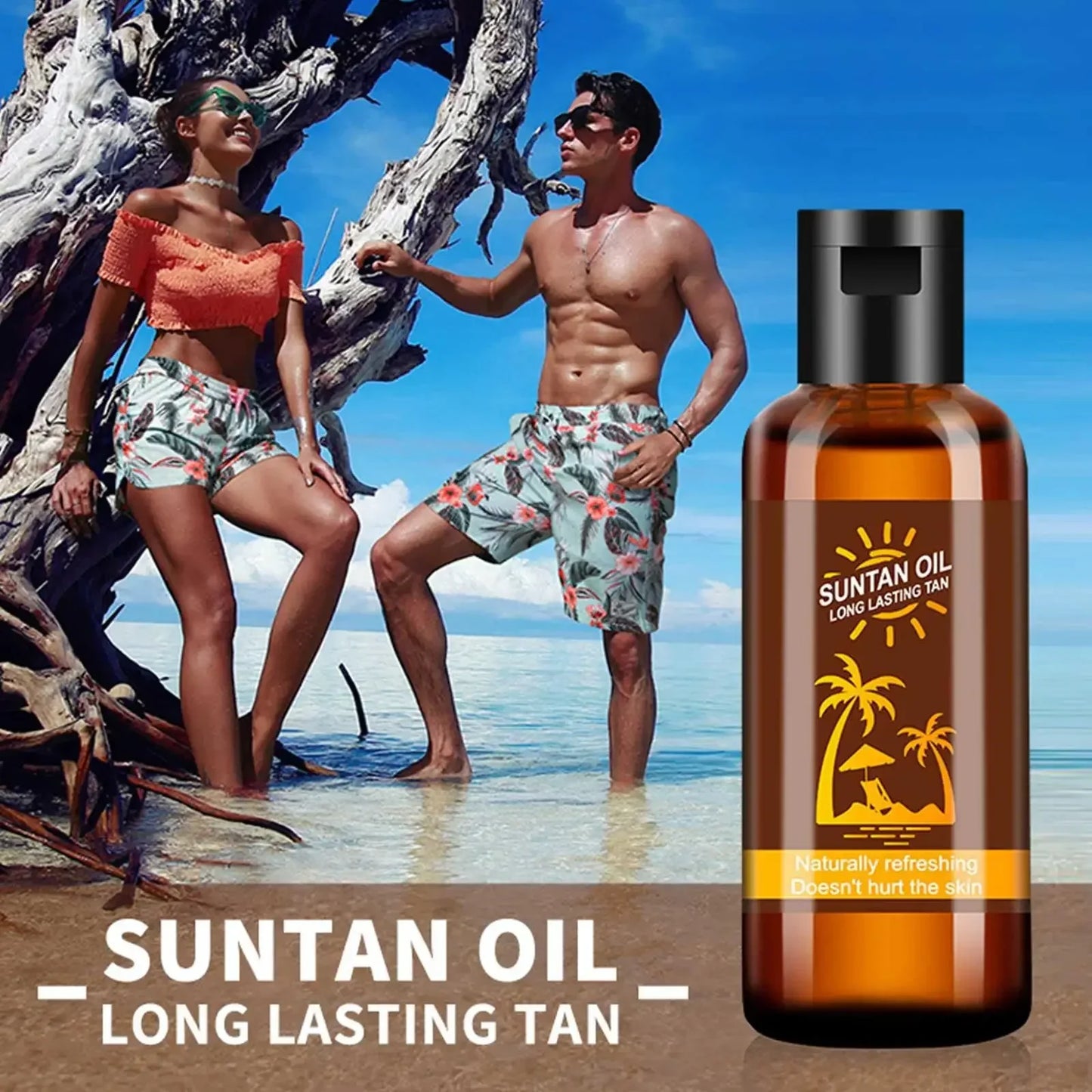 Huile de bronzage éclat profond – Accélérateur solaire à la noix de coco et lin, formule hydratante
