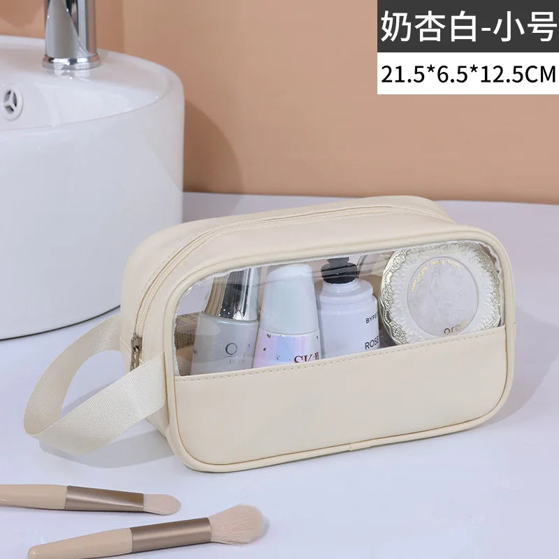 Sac à cosmétiques de voyage Portable pour femmes, trousse de maquillage transparente, sacs de lavage de bain de grande capacité, mallette de rangement étanche multifonction