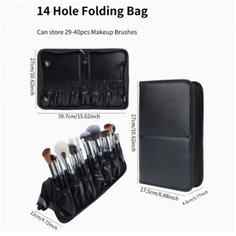 Sac de rangement de maquillage Portable européen et américain, sac à main de maquillage professionnel avec fermeture magnétique, sac à brosse pliable, grande casquette