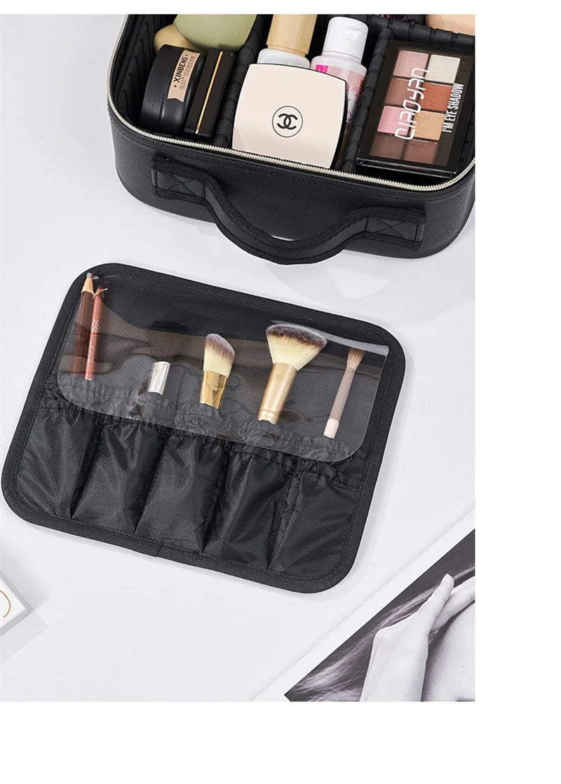 Trousse à cosmétiques LED avec lumières et miroir, grande capacité, sensation de qualité supérieure, trousse de maquillage de luxe