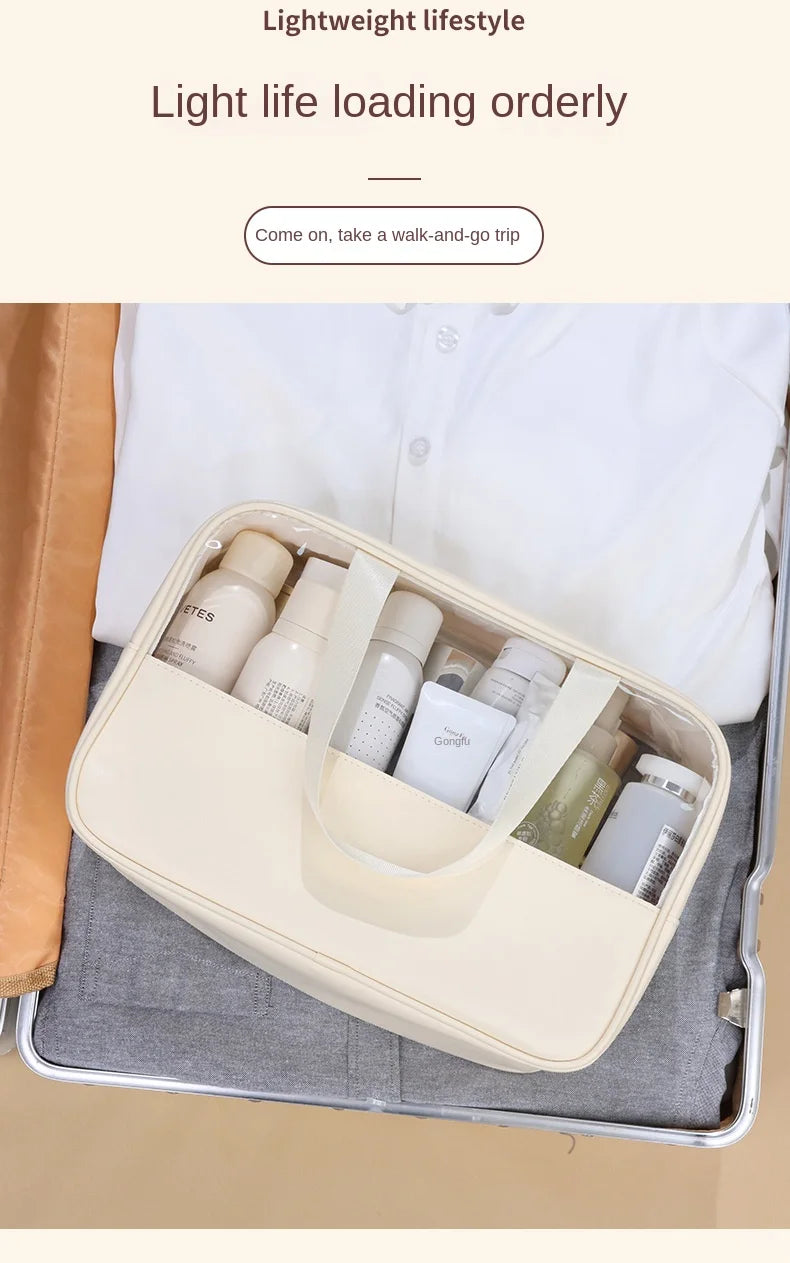 Sac à cosmétiques de voyage Portable pour femmes, trousse de maquillage transparente, sacs de lavage de bain de grande capacité, mallette de rangement étanche multifonction