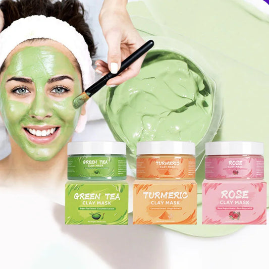 Masques Visage Naturels – Curcuma, Thé Vert, Rose & Avocat