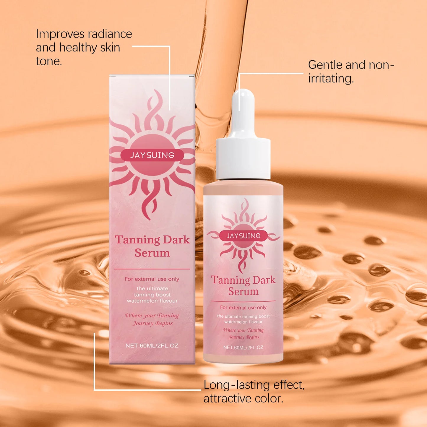 Gouttes de bronzage pastèque – Accélérateur sans soleil, hydratant visage & corps