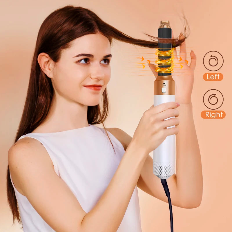 Sèche-cheveux 5-en-1 professionnel – peignes chauds, fer à friser, lisseur