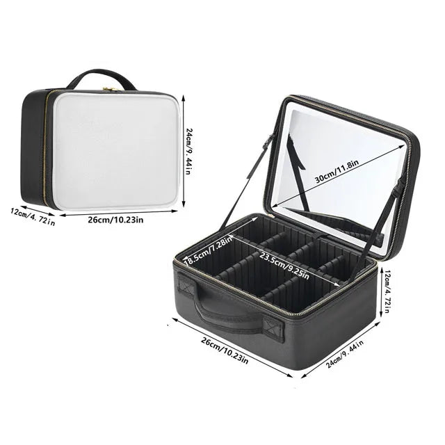 Trousse à cosmétiques intelligente LED avec miroir, trousse de maquillage de voyage, grande capacité, produit de soins de la peau pour esthéticienne féminine, étui de maquillage pour femmes
