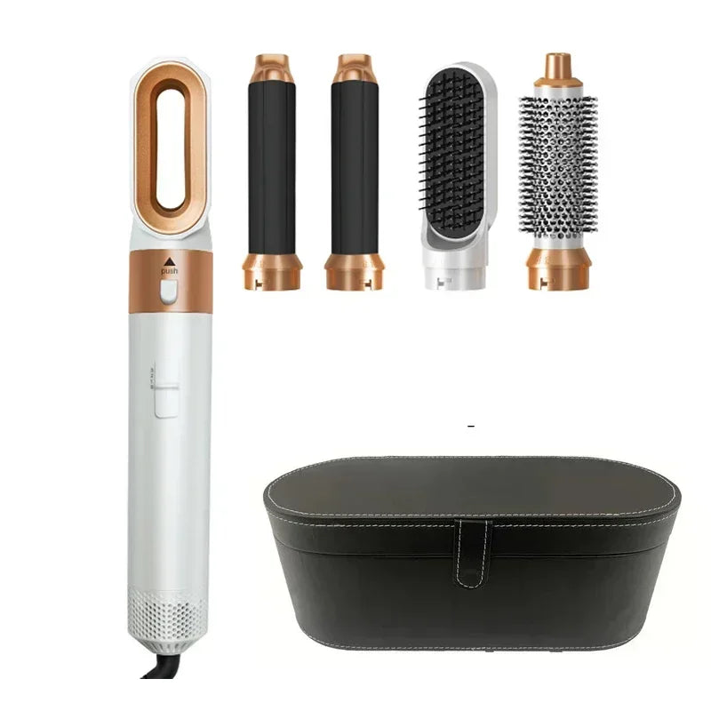 Sèche-cheveux 5-en-1 professionnel – peignes chauds, fer à friser, lisseur