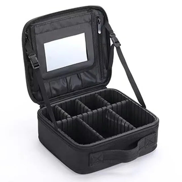 Trousse de maquillage avec miroir, brosse professionnelle, boîte de rangement d'outils de beauté pour femmes, sac à cosmétiques Portable, organisateur de manucure de voyage